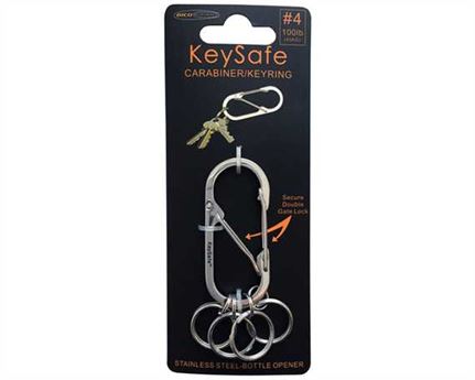 KEYSAFE #4 CARABINER OVAL WITH KEY RINGS S/S SILVER