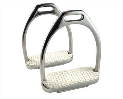  SADDLE DOCTOR ENGLISH STIRRUP IRONS STAINLESS STEEL WITH RUBBER PADS 12.5CM (PAIR)