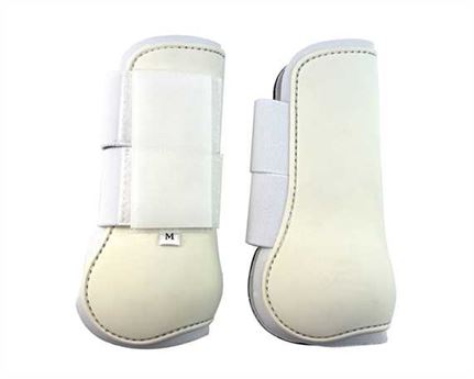 SADDLE DOCTOR NEOPRENE FORE-LEG BOOT WITH REINFORCMENT SPOON WHITE MEDIUM (PAIR)