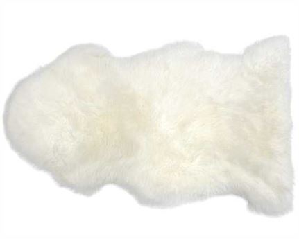 SHEEP RUG WHITE 120CM X 65CM WITH LONG PILE OF 60MM