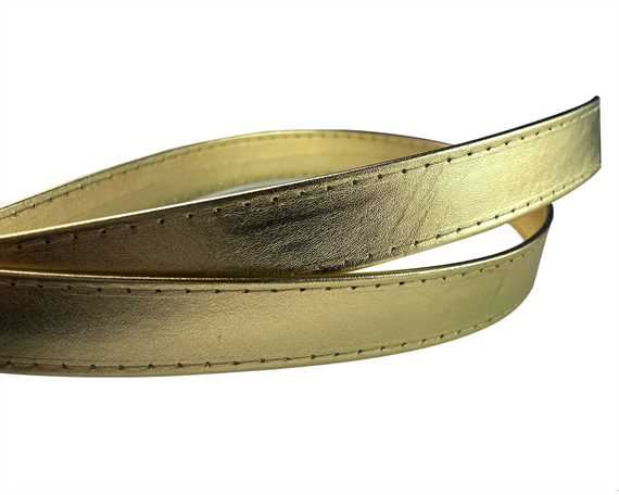 LEATHER STRAPPING STITCHED GOLD 25MM
