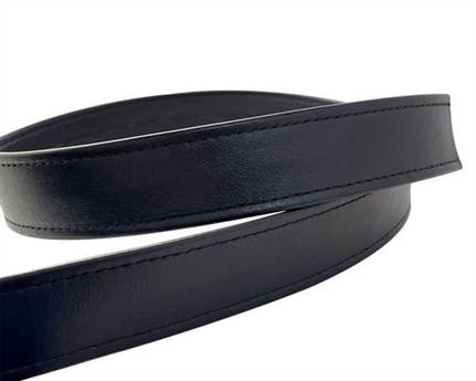 LEATHER STRAPPING STITCHED BLACK 32MM (PER L/MTR)