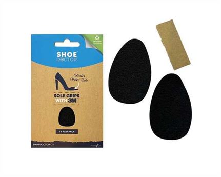  SHOE DOCTOR SOLE GRIPS 3M ADHESIVE BLACK (PAIR)
