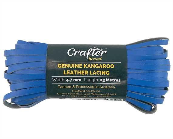 KANGAROO LACING FLAT 4.7MM BRIGHT BLUE 23M HANK AUSTRALIAN MADE