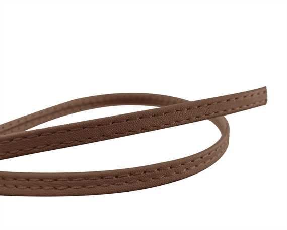 LEATHER STRAPPING STITCHED MEDIUM BROWN 6MM