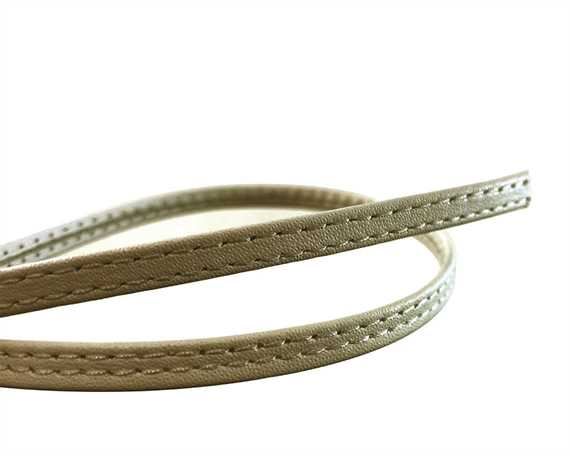 LEATHER STRAPPING STITCHED TAUPE 6MM