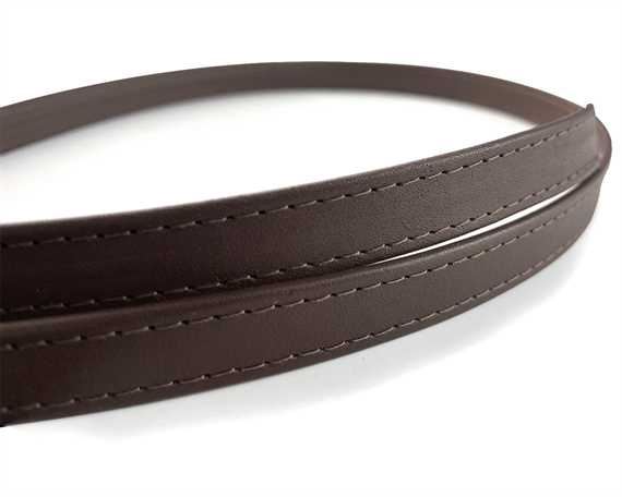 LEATHER STRAPPING STITCHED MEDIUM BROWN 15MM