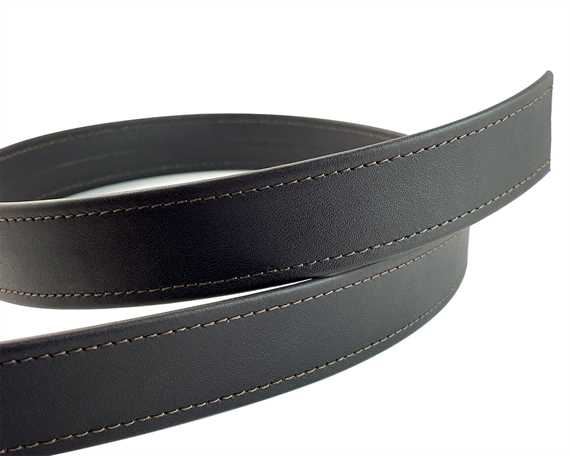 LEATHER STRAPPING STITCHED DARK BROWN 32MM (PER L/MTR)