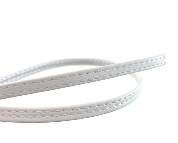LEATHER STRAPPING STITCHED WHITE 6MM