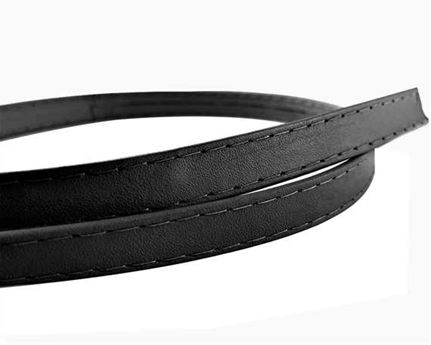 LEATHER STRAPPING STITCHED BLACK 15MM