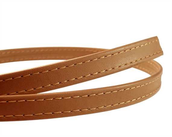 LEATHER STRAPPING STITCHED TAN 15MM