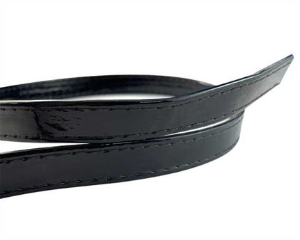 LEATHER STRAPPING STITCHED BLACK PATENT 16MM