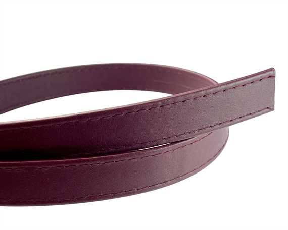 LEATHER STRAPPING STITCHED BURGUNDY 20MM
