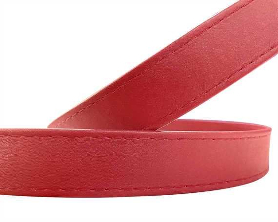 LEATHER STRAPPING STITCHED RED 25MM