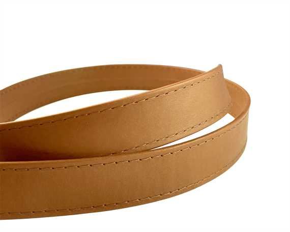 LEATHER STRAPPING STITCHED TAN 25MM