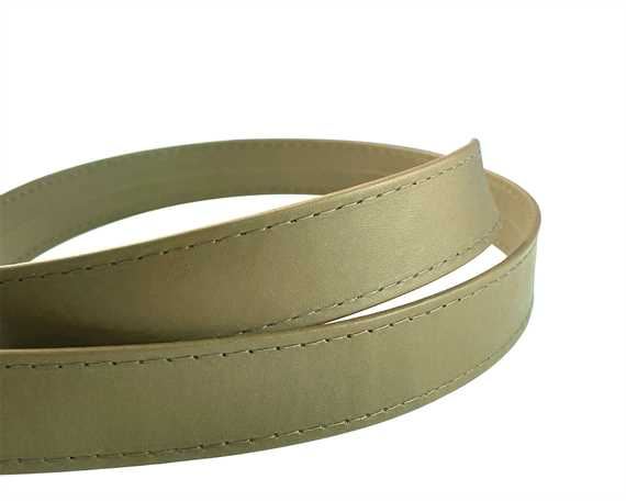 LEATHER STRAPPING STITCHED TAUPE 25MM