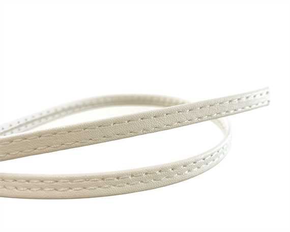 LEATHER STRAPPING STITCHED CREAM 6MM