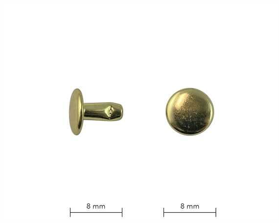 RIVET 2-PART TUBULAR GILT 8MM STEM DOUBLE CAP, PKT 1,000