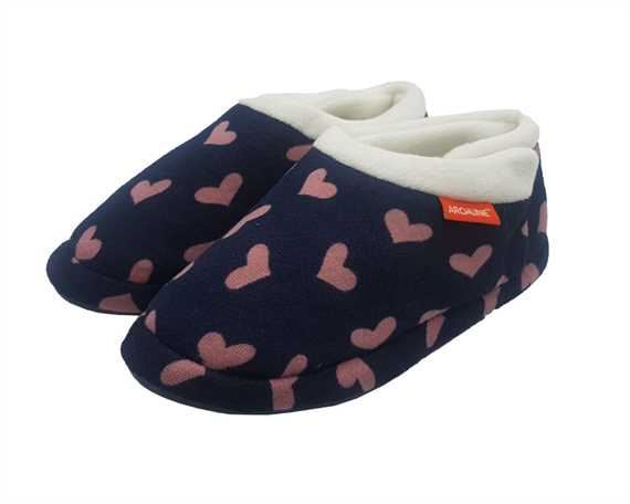 Archline 401-38 Slippers Closed Size EURO 38 Navy with Hearts
