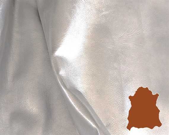GARMENT SHEEP SILVER 0.6/0.8MM FOILED LEATHER (SQ FT)
