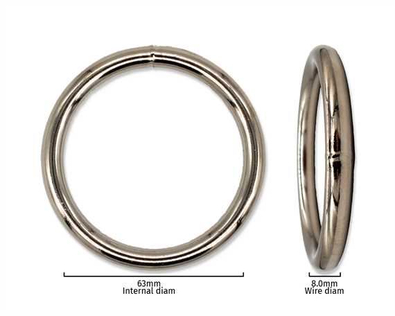 RING NICKEL PLATE 63MM INTERNAL DIMENSION 8.0MM DIAMETER WIRE