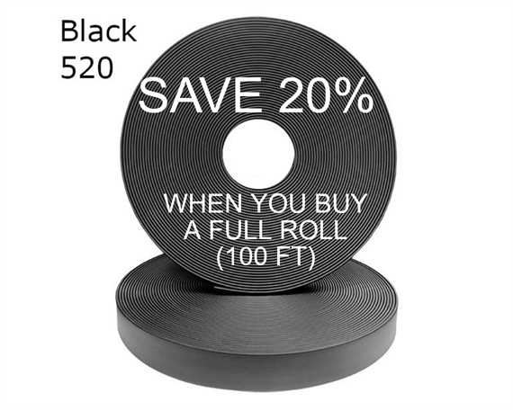 BioThane® LEATHER WEIGHT (1 1/2") 38MM BLACK BL520 (PER L/FT)