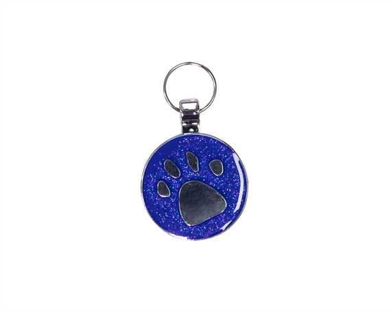 Paw Print Dark Blue Glitter Pegasus Pet Tag - Large