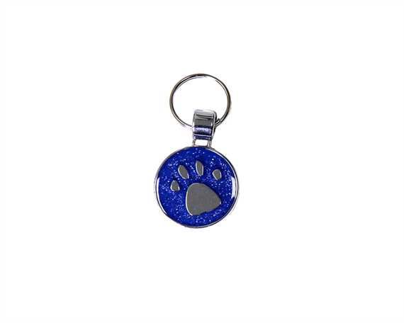 Paw Print Dark Blue Glitter Pegasus Pet Tag - Small