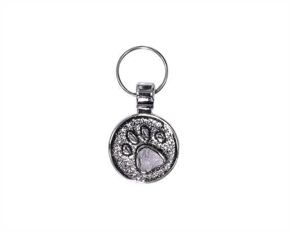 Paw Print Gunmetal Glitter Pegasus Pet Tag - Small