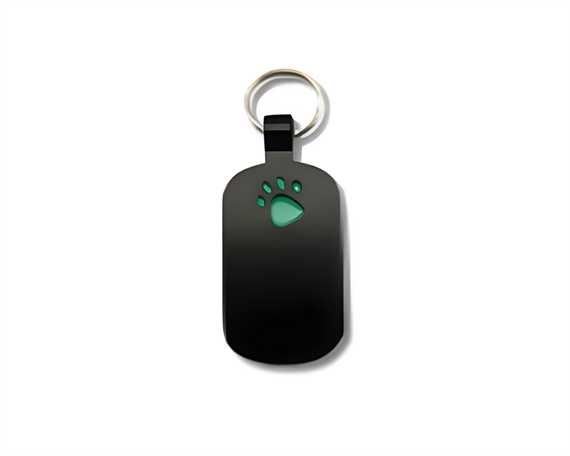Black with Green Paw Print Pegasus Pet Tag