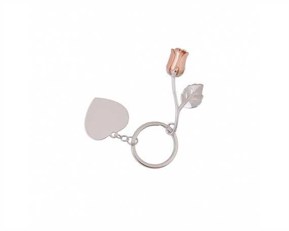 Rose Gold Rose Keyring