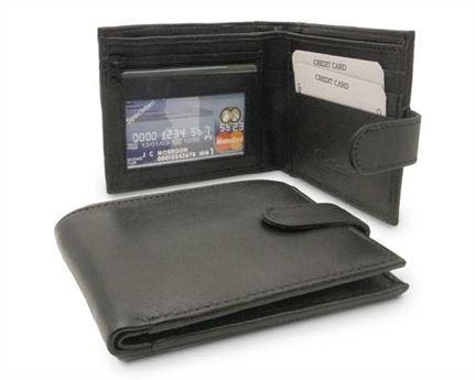 WALLET NAPPA LEATHER  BLACK 2 ZIP POCKETS - 3 CARD SLOTS