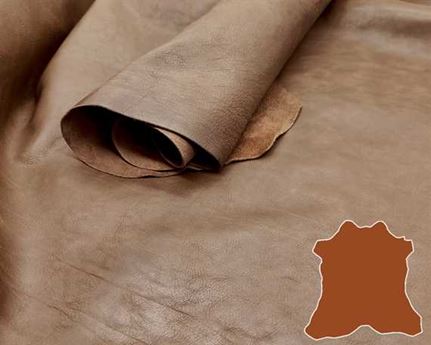 CALF HIDES WAXY DARK TAN LEATHER