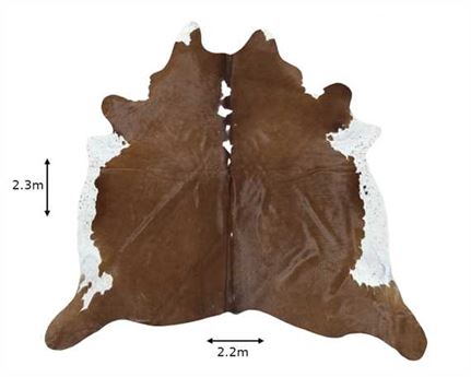 COWHIDE TOP QUALITY NATURAL COLOUR BROWN & WHITE (rug pictured sent) 