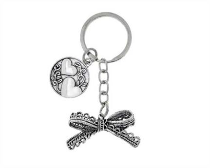 Bow & Heart Charm Keyring