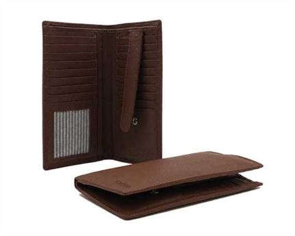 Genuine Leather Rfid Brown long Card wallet