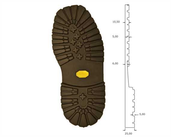 VIBRAM 528K ROCCIA NEWFLEX FULL SOLE TOBACCO 5-6