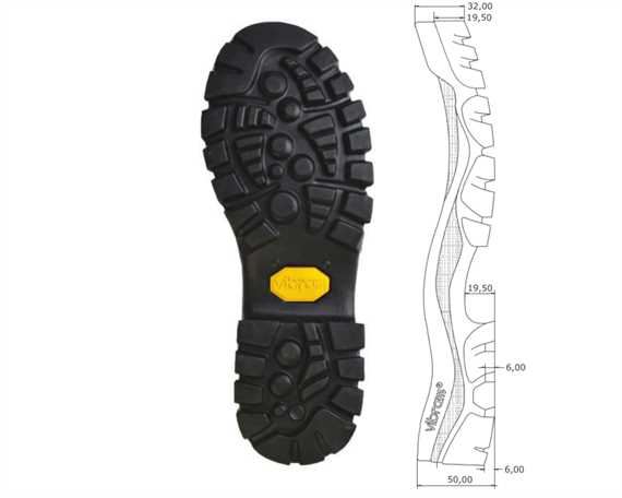 VIBRAM 1375 BIFIDA CUP FULL SOLE BLACK 47.5