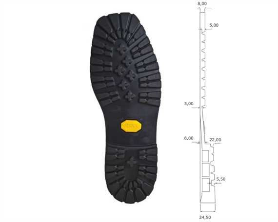 VIBRAM 1136 ROCCIA BLOCK FULL SOLE BLACK 41/42