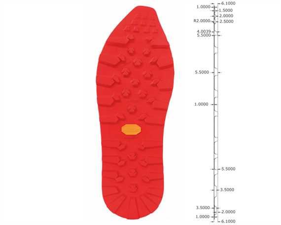 VIBRAM 1409 ZEGATRACK FULL SOLE BRIGHT RED 41